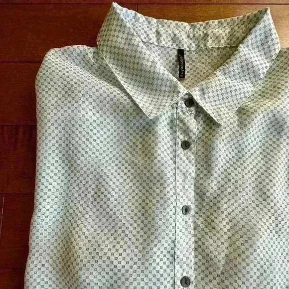 Soya  Concept | Light blue patterned button down blouse shirt size XL - Picture 3 of 5